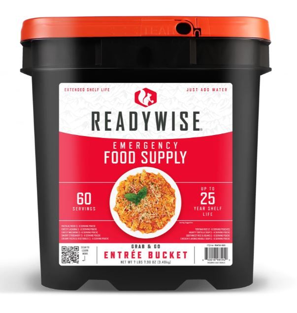 ReadyWise Emergency Food Supply, 60 Serving Entree Bucket, Freeze Dried