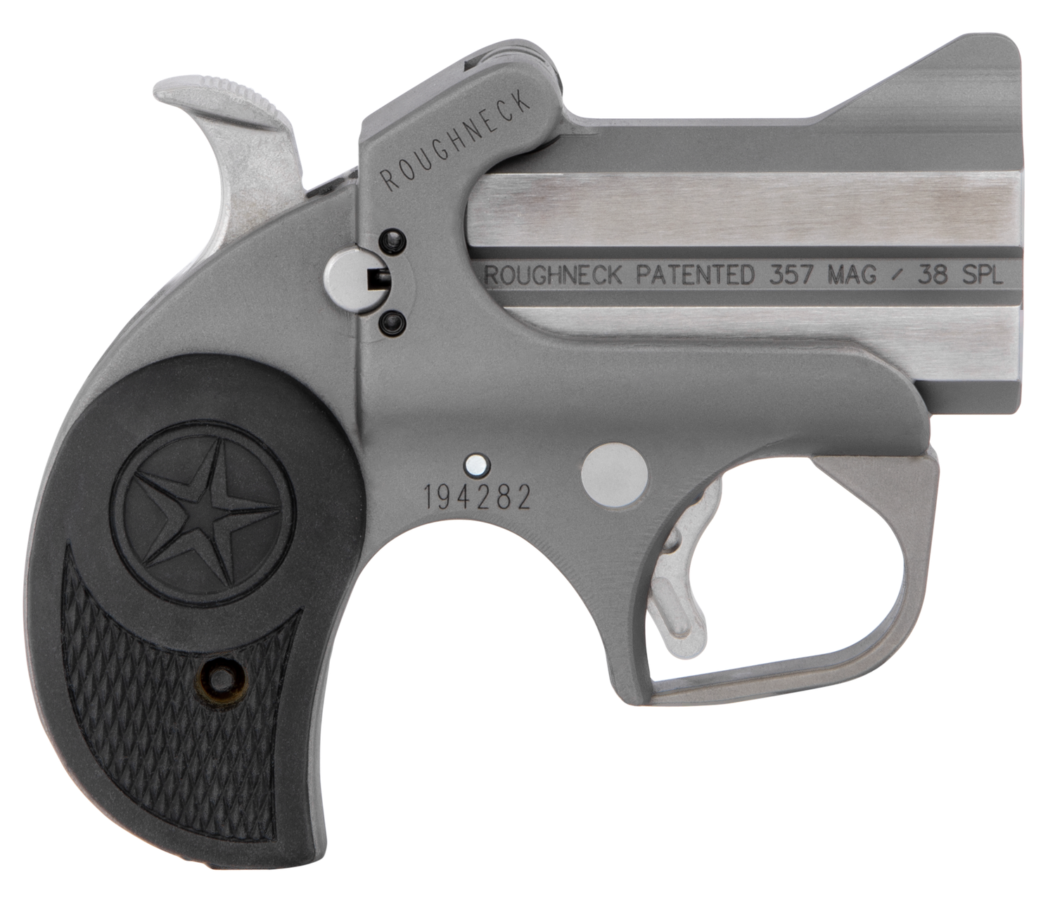 Bond Arms Roughneck Derringer BARN357, 357 Magnum / 38 Special, 2.5", Black Rubber Grip, Stainless Finish, 2 Rd