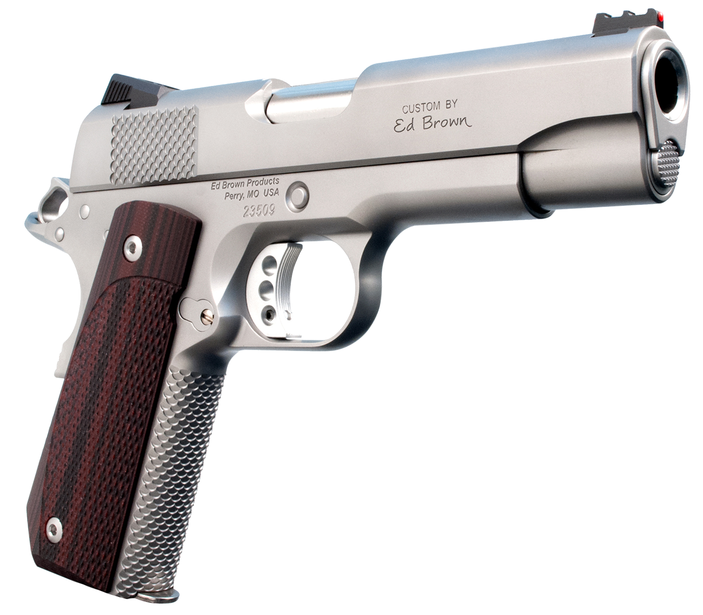 Ed Brown Kobra Carry Pistol KC18SS, 45 ACP, 4.25", Laminate Wood Grips, Matte Stainless Finish, 7 Rds