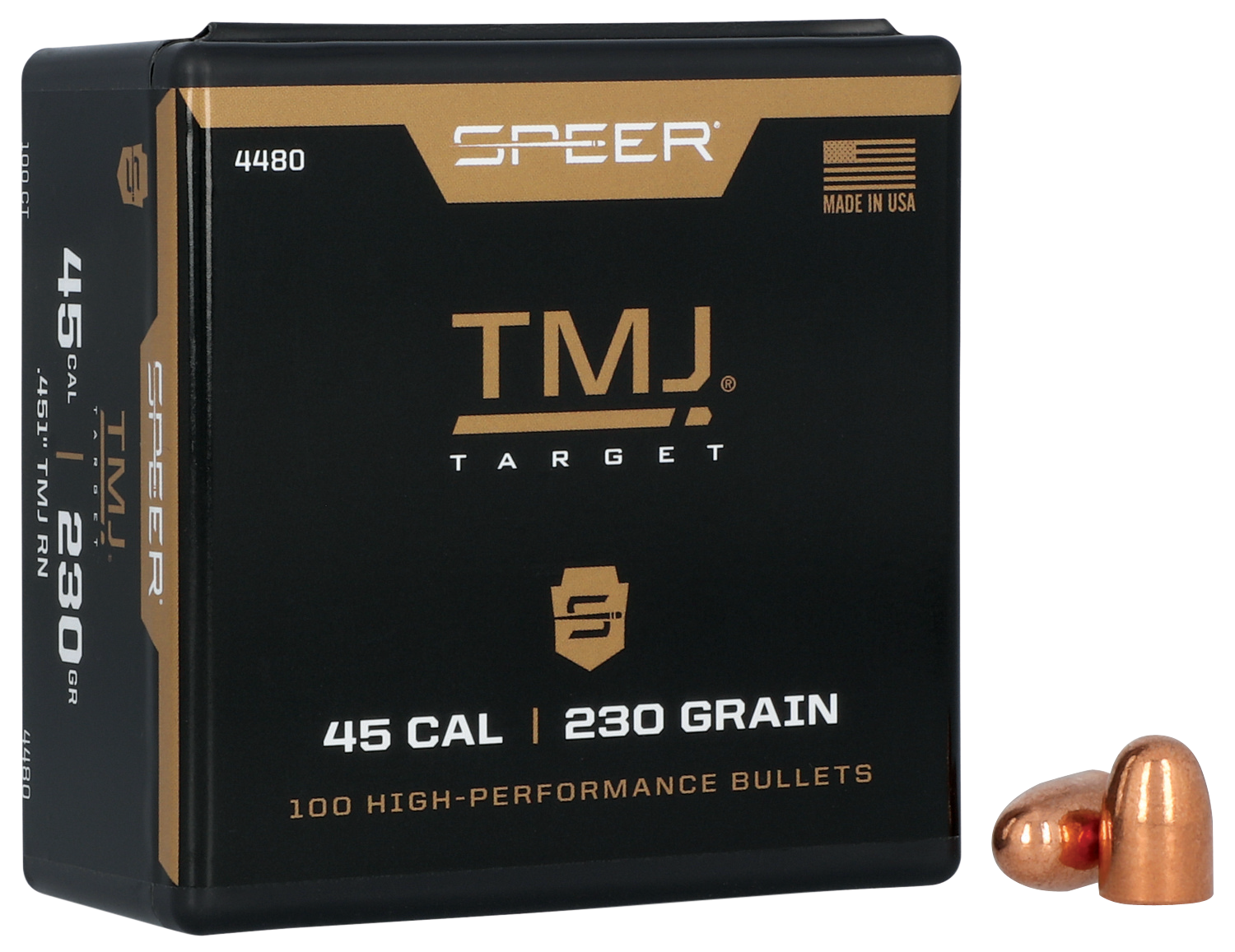 Speer 45 Caliber 230 Grain Encased Uni-Core Full Metal Jacket 100/Box (4480), Not Loaded