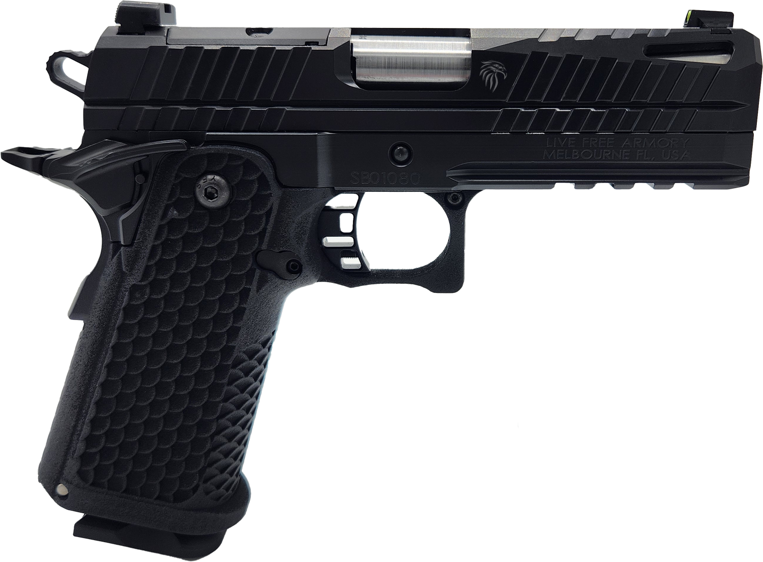 LIVE FREE ARMORY Apollo 11 Optic Ready Pistol LFAPC61301, 9mm Luger, 4.15in, Textured, Elite Black Cerakote Finish, 17 Rds