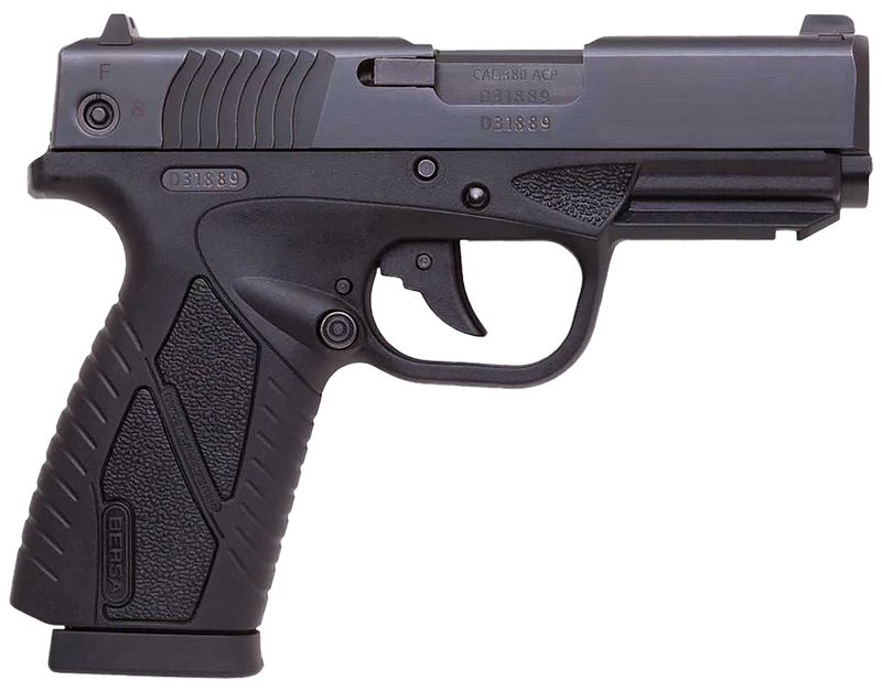 Bersa BPCC Concealed Carry Pistol BP380MCC, 380 ACP, 3.30in, Black Polymer, Matte Black Finish, 8 Rds