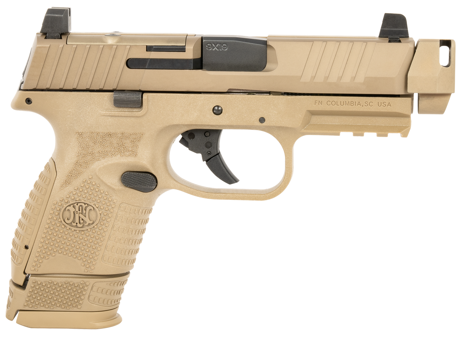 FN Herstal 509C MRD Compact Pistol 66101794, 9mm, 4.02", FDE Polymer Grips, FDE Finish, Optic Ready, wQD Compensator, 15 Rds