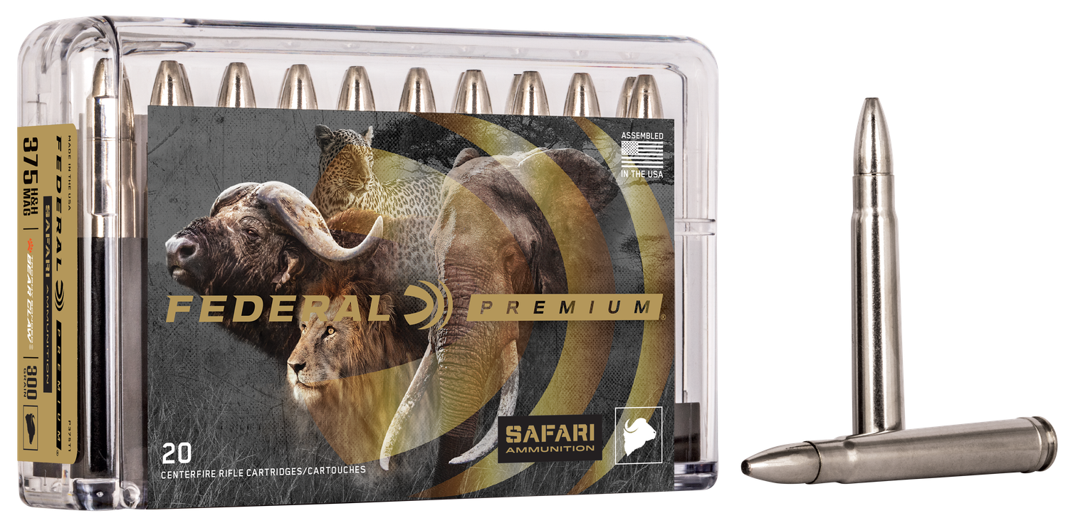 Federal Premium Cape-Shok Rifle Ammunition P375T1, 375 Holland H&H Mag, Trophy Bonded Bear Claw, 300 GR, 2400 fps, 20 Rd/bx