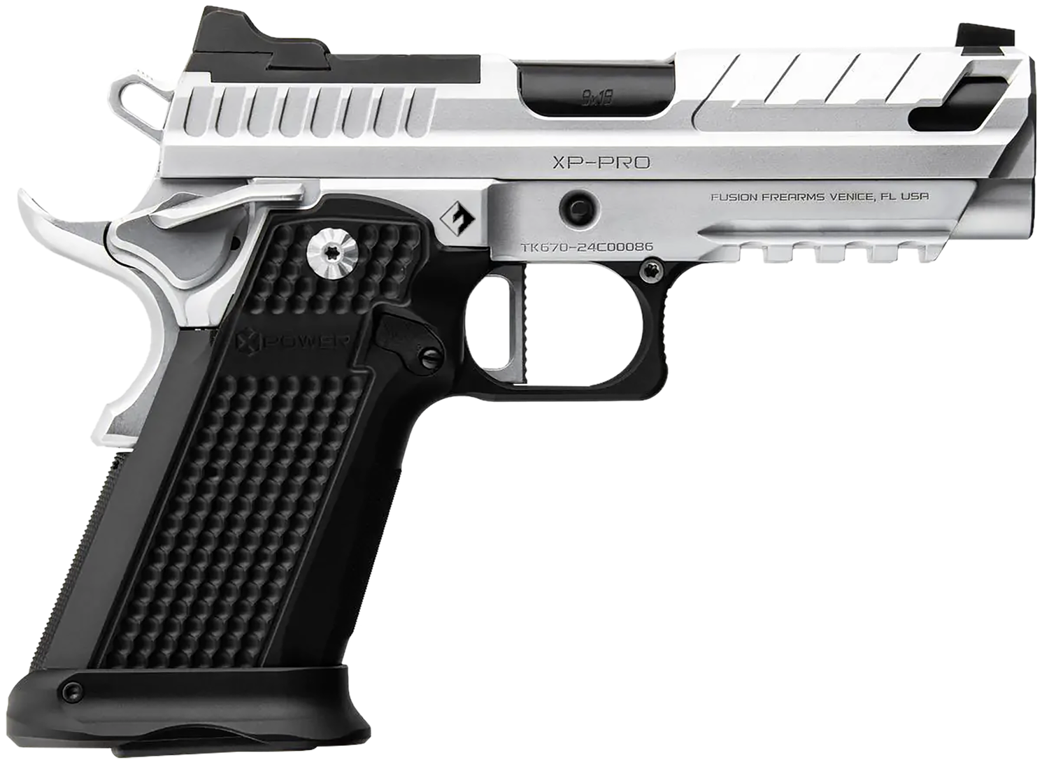 Fusion XF Pro Optic Ready Pistol XP9C, 9mm Luger, 4in, Interchangeable Panels, Chrome Finish, 17 Rds