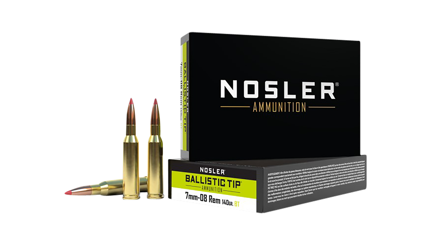 Nosler Ballistic Tip Rifle Ammunition 40059, 7mm-08 Remington, Ballistic Tip, 140 GR, 2825 fps, 20 Rd/Bx