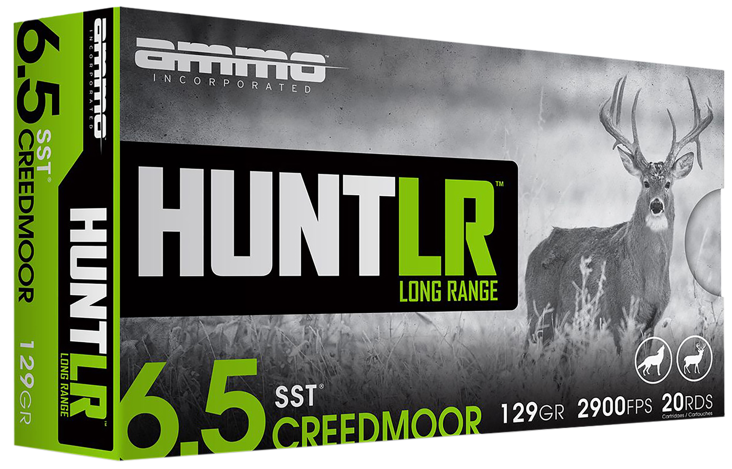 Ammo Inc Hunt Rifle Ammunition 65CM129SSTA20, 6.5 Creedmoor, Super Shock Tip, 129 gr, 2900 fps, 20 Rd/Bx