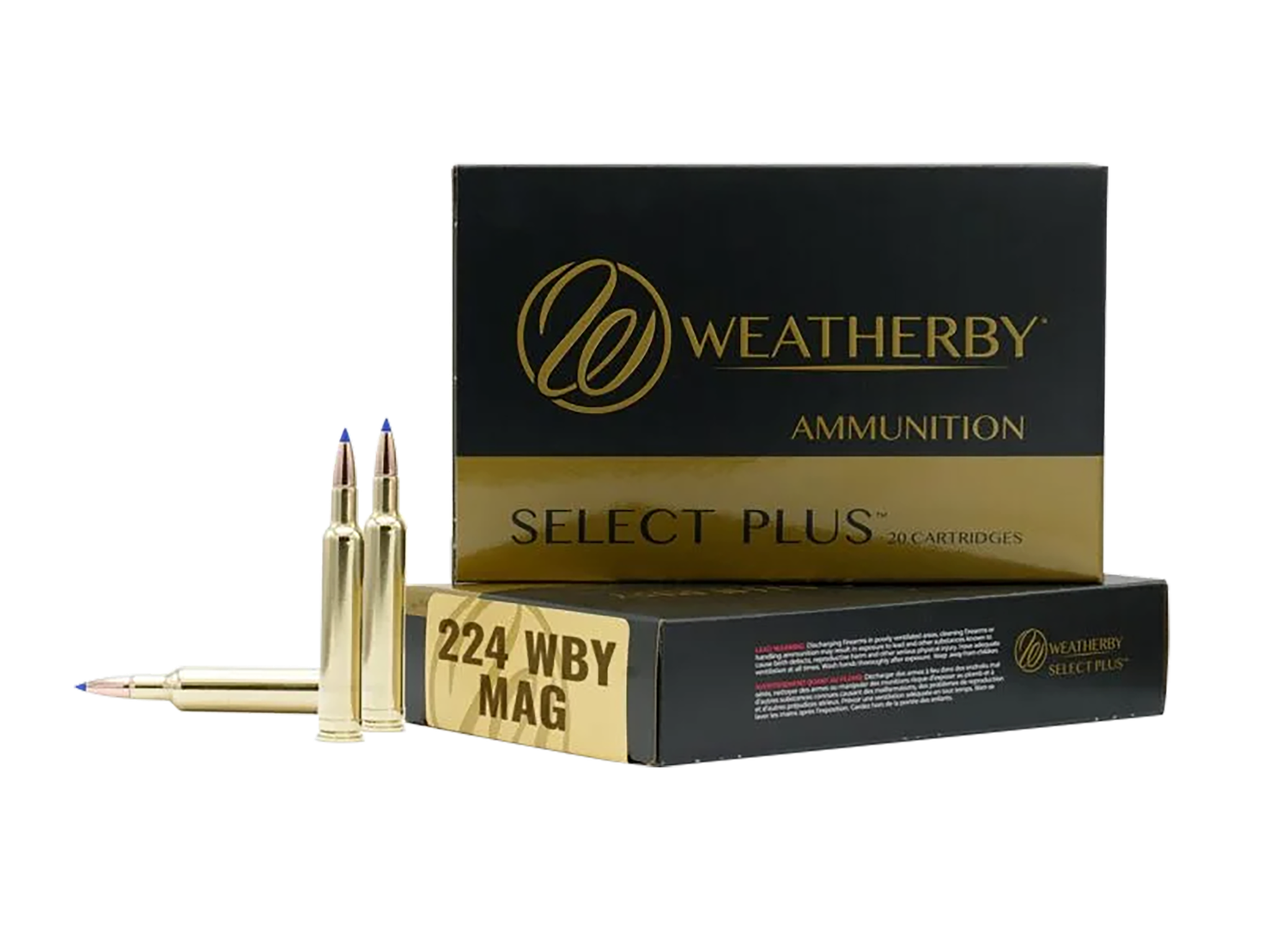 Weatherby Select Plus Rifle Ammunition M22437HCB, 224 Wthby Mag, Hammer Custom, 37 gr, 20 Rd/Bx