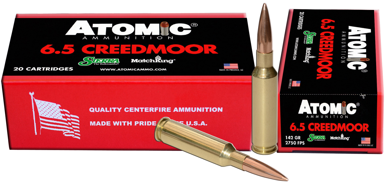 Atomic Rifle Ammunition 00404, 6.5 Creedmoor, MatchKing, 142 GR, 2750 fps, 20 Rds/Bx