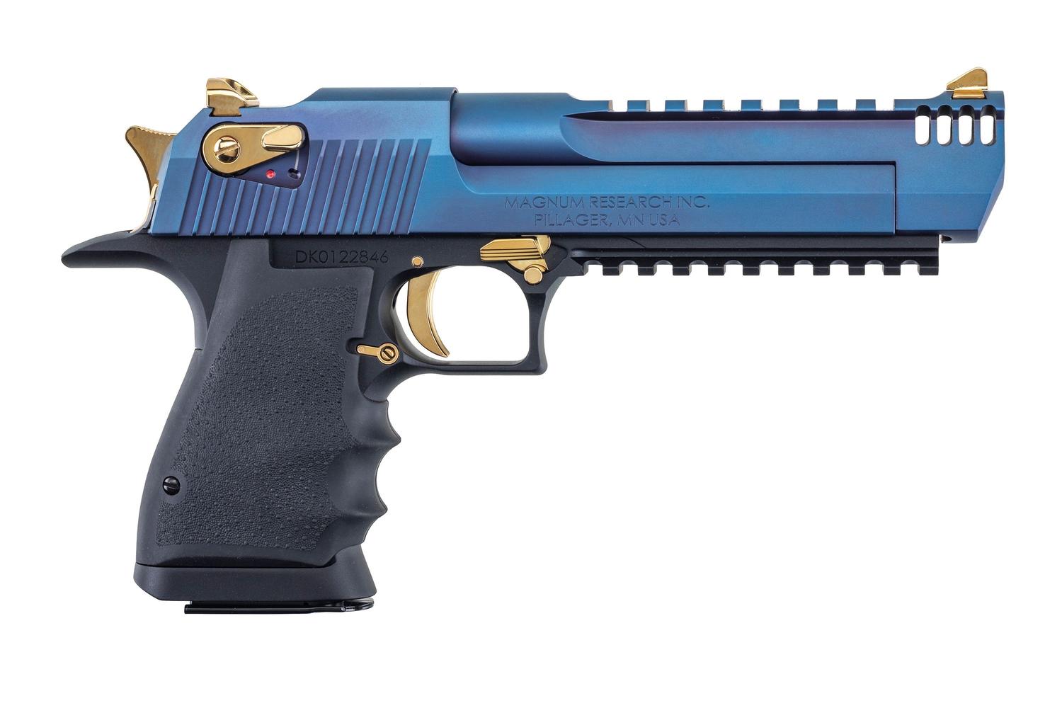 Magnum Research Desert Eagle L6 Pistol DE357L6CBG, 357 Magnum, 6.0in, Rubber Grips, Carbo Blue PVD, 9 Rds