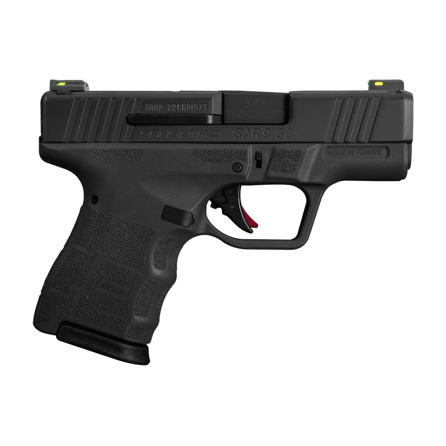 SAR USA SAR9 SC Pistol SAR9SCBL10, 9mm, 3.3in, Black Polymer Grips, 10 Rds
