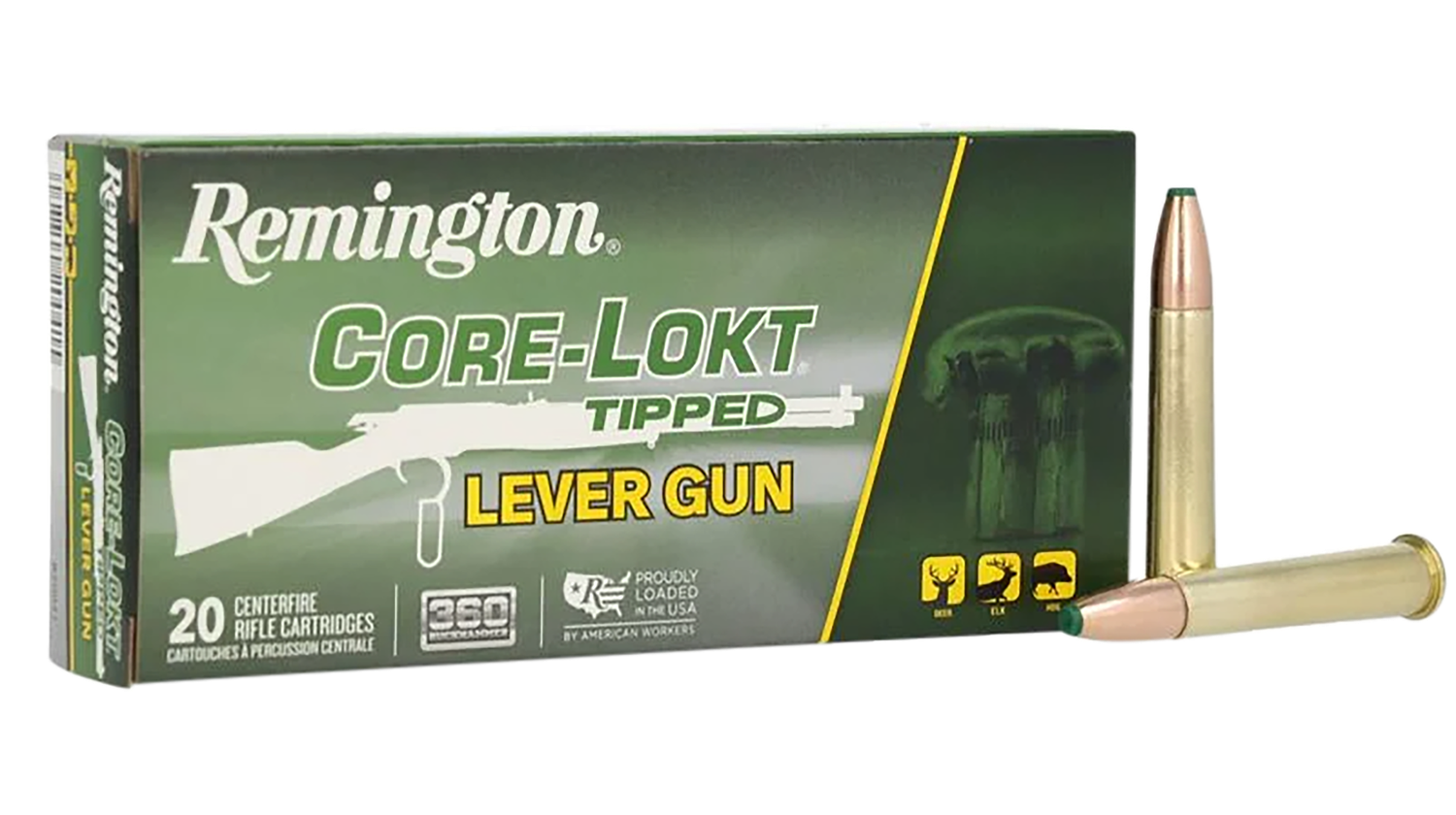 Remington Core-Lokt Tipped Rifle Ammunition R20041, 360 Buckhammer, Core Lokt Tipped, 180 gr, 20 Rd/Bx