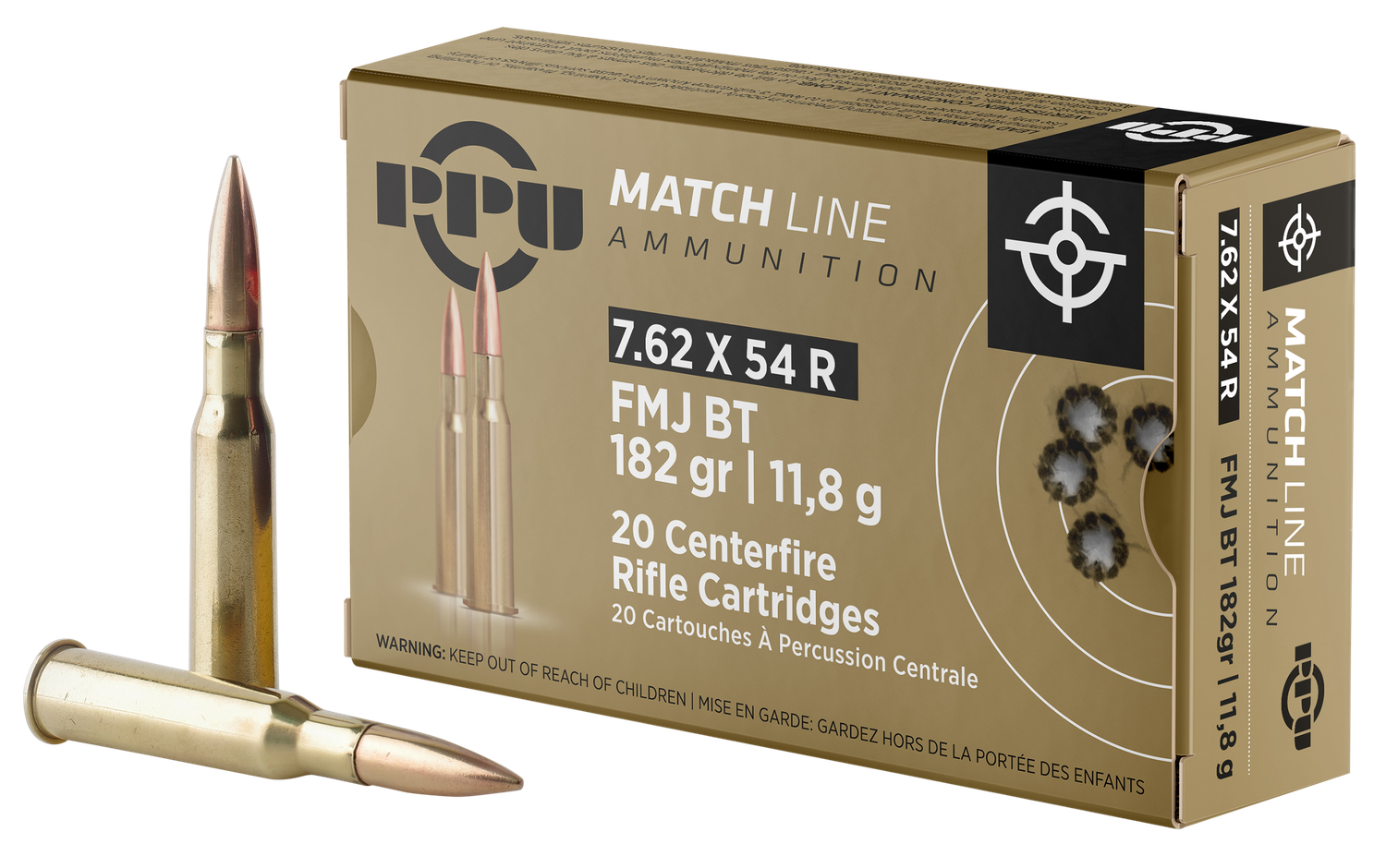 Prvi Partizan Rifle Ammunition PPM7, 7.62x54mmR, Full Metal Jacket, 182 gr, 2626 fps, 20 Rd/Bx