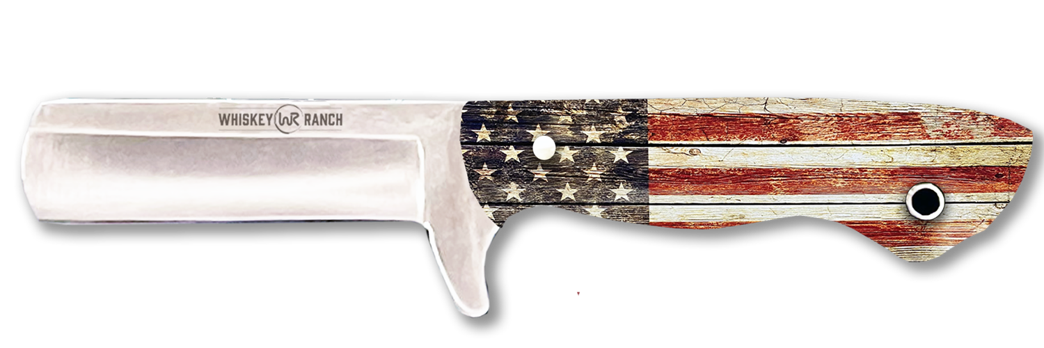 Whiskey Bent Knives Bullcutter Knife, Patriot Handle (WB40-05)