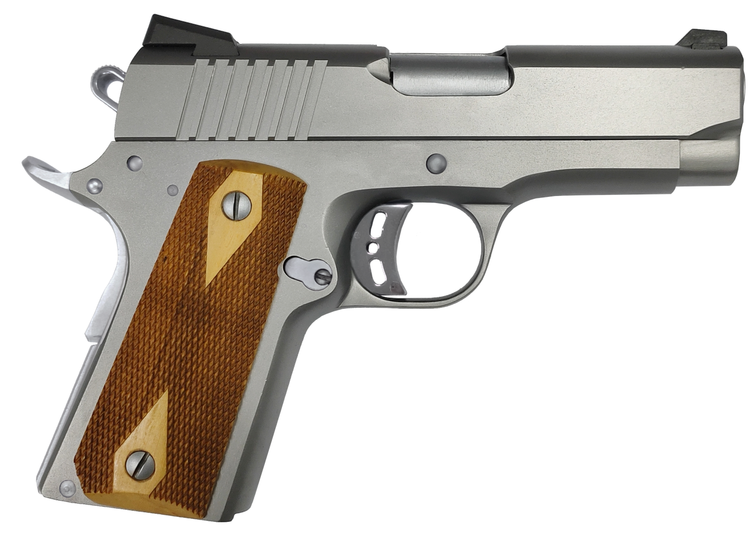 Rock Island Armory Rock Standard CS Pistol 56829, 9mm Luger, 3.60in, Wood Double Checkered Grips, Matte Stainless Finish, 8 Rds