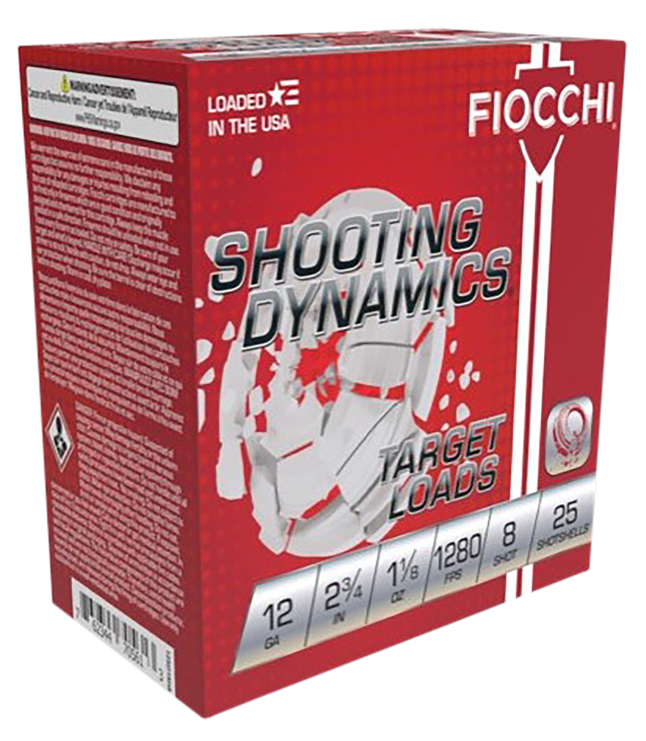 Fiocchi Shooting Dynamics Target Shotshells 12SDHV8, 12 Gauge, 2-3/4", 1 1/8 oz, 1280 fps, #8 Lead, 25 Rds/bx