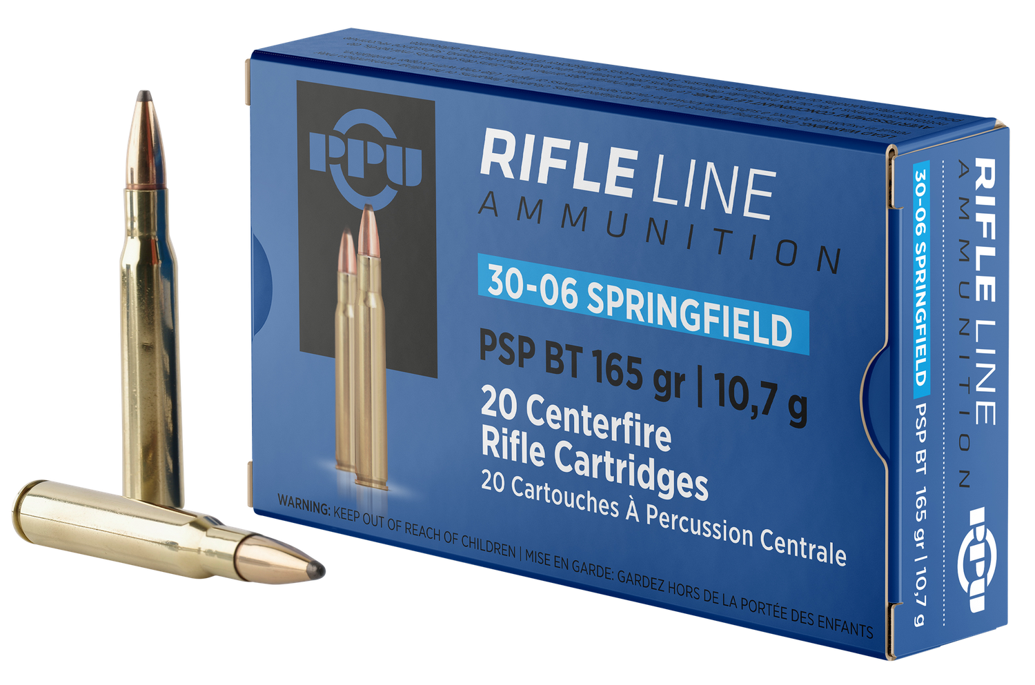 Prvi Partizan Rifle Ammunition PP30062, 30-06 Springfield, Pointed  Pointed Soft Point (PSP), 165 GR, 2800 fps, 20 Rd/bx