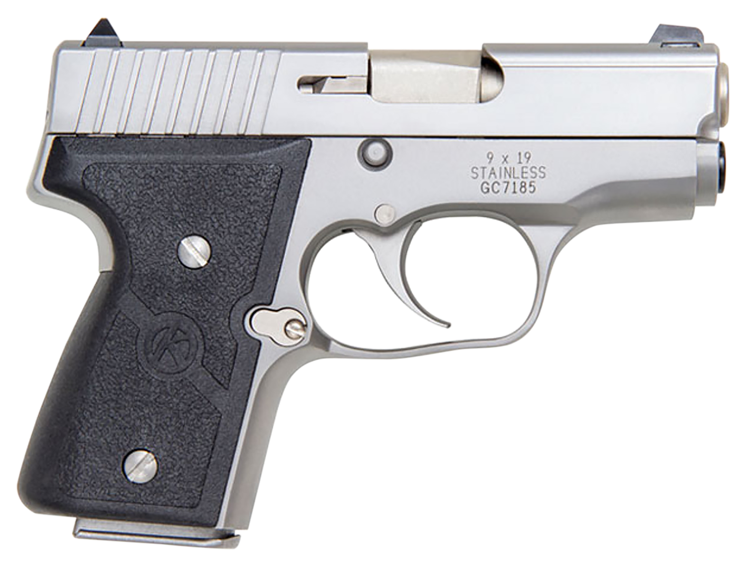 Kahr MK9 Double Action Pistol M9093, 9mm, 3", Wraparound Textured Nylon Grip, Matte Stainless Finish, 6 Rd, 7 Rd ( Grip Extension)