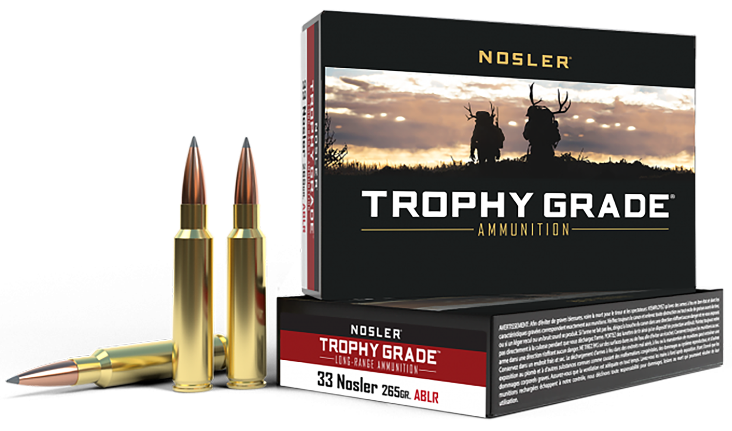 Nosler Accubond Long Range Rifle Ammunition 60099, 33 Nosler, Accubond LR, 265 Gr, 2775 fps, 20 Rds