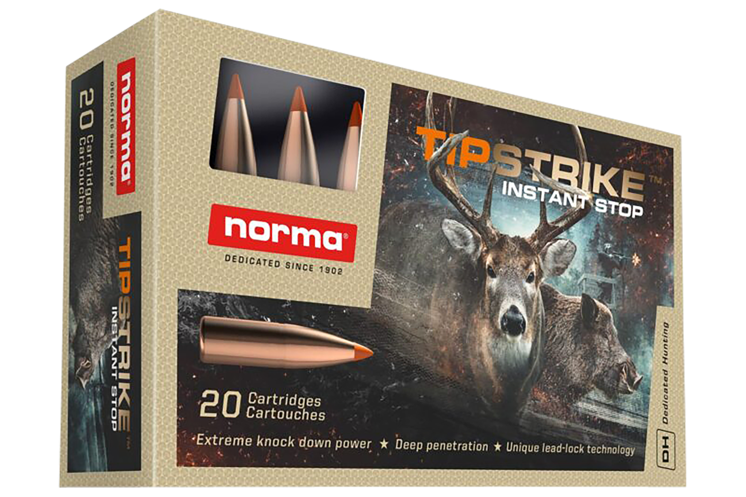 Norma Tipstrike Rifle Ammunition 20174352, 308 Win, Polymer Tip, 170 gr, 2625 fps, 20 Rd/Bx