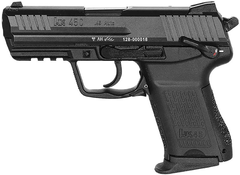 Heckler & Koch HK45C V1 Pistol 81001111, 45 ACP, 3.94in, Black Interchangeable Backstrap Grips, Black Finish, 8 Rds