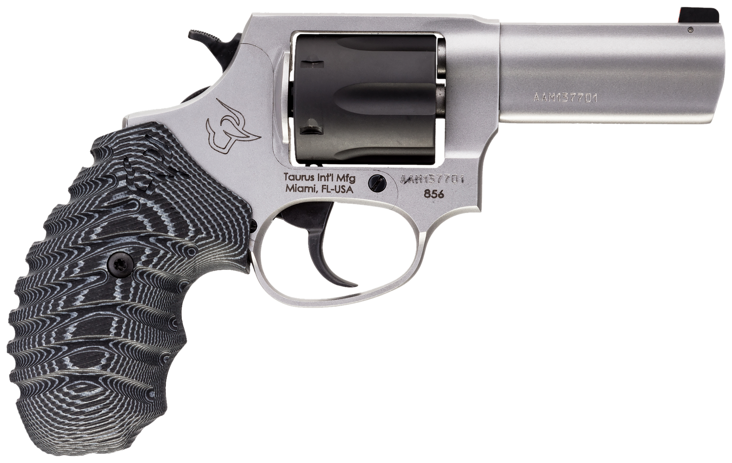 Taurus 856 Defender Revolver 285635NSVZ, 38 Spl +P, 3", Black & Gray VZ Grip, Matte Stainless Finish, 6 Rd