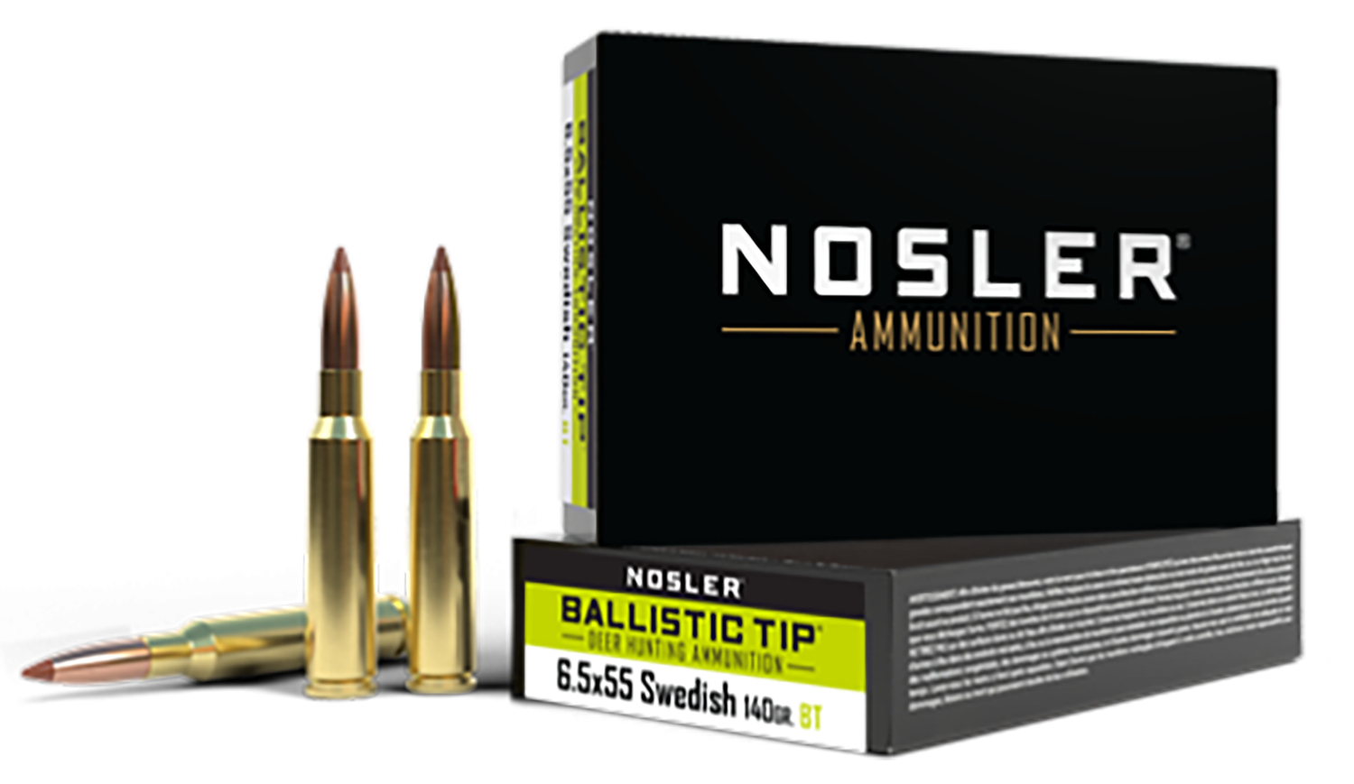 Nosler Ballistic Tip Rifle Ammunition 61053, 6.5x55 Swedish, Ballistic Tip, 140 gr, 20 Rd/Bx