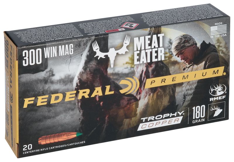 Federal Premium Vital-Shok Rifle Ammunition P300WTC1, 300 Winchester Magnum, Trophy Copper, 180 GR, 2960 fps, 20 Rd/bx