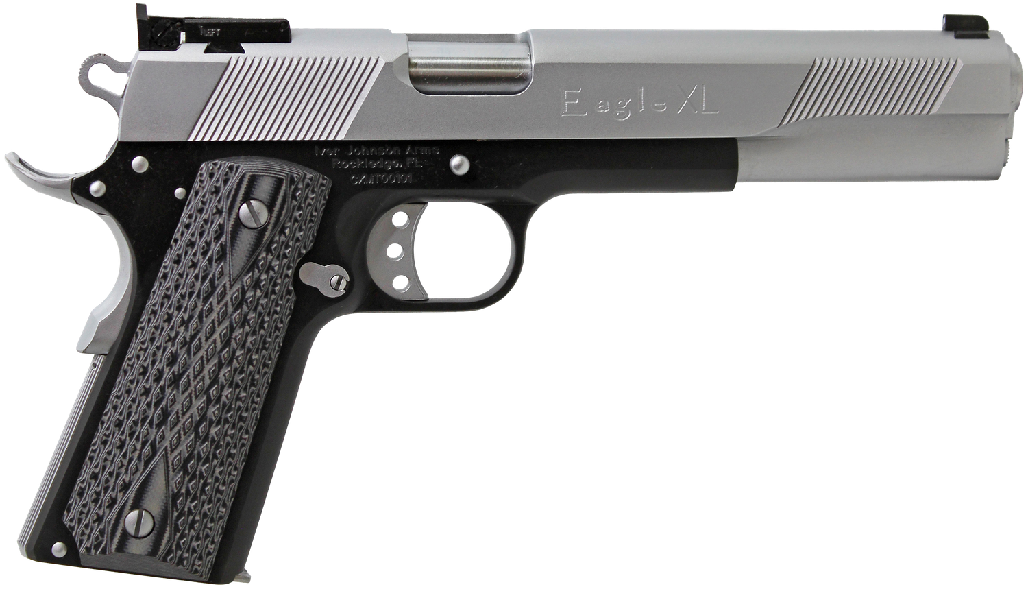 Iver Johnson Eagle Deluxe Pistol EAGLEXL45TT, 45 ACP, 6in, Black/Gray G10 Grips, Matte Black Finish, 8 Rds