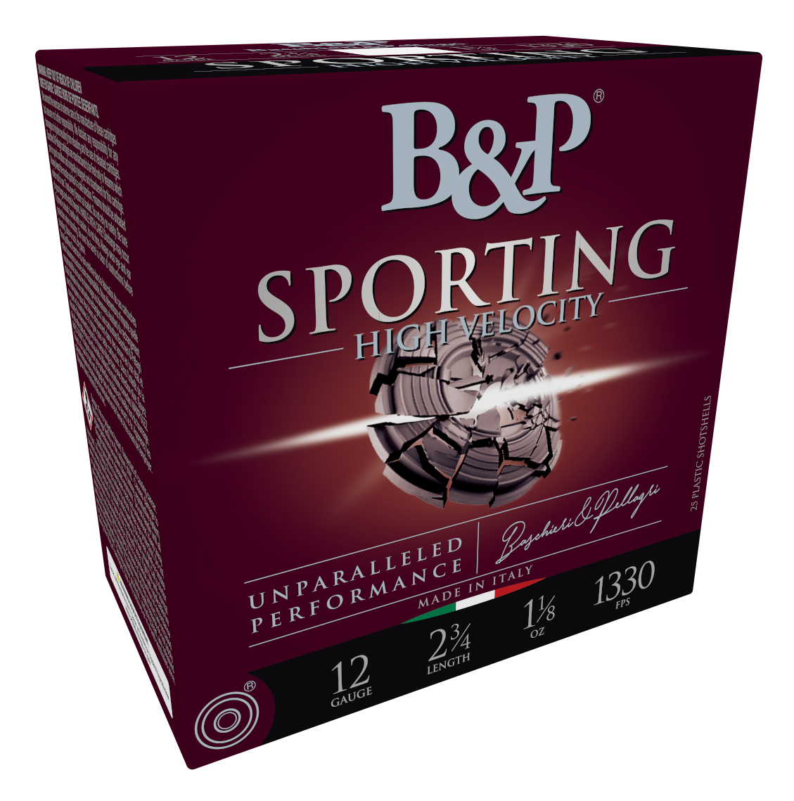 Baschieri & Pellagri Sporting Clays Target Loads CA1T03SPA053 12 Gauge, 2-3/4", 1-1/8 oz, 1330 fps, #8 Shot, 25 Rd/Bx