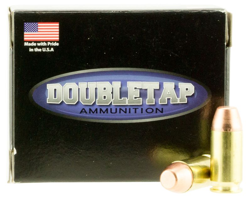 DoubleTap Hunter Self Defense Pistol Ammunition 45A230FP, 45 ACP, Full Metal Jacket Flat Point, 230  GR, 1000  fps, 20 Rd/bx