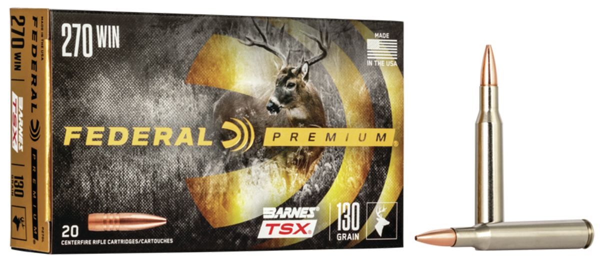 Federal Premium Vital-Shok Rifle Ammunition P270L, 270 Winchester, Barnes Triple Shock X-Bullet, 130 GR, 3060 fps, 20 Rd/bx