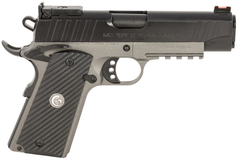 EAA MC1911 C Commander Pistol 390608, 10mm Auto, 4.40in, Black Grips, Matte Gray Finish, 9 Rds