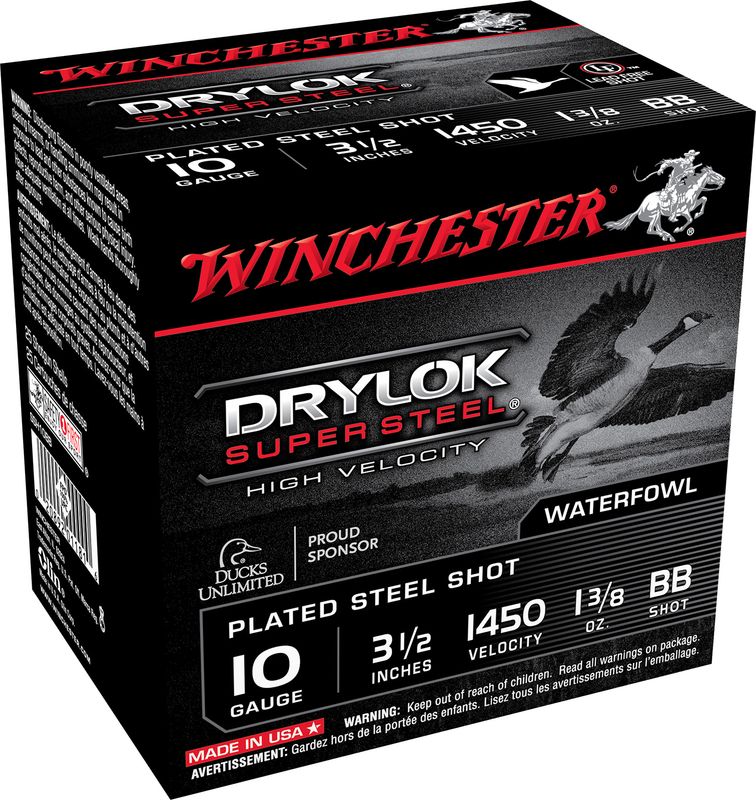 Winchester Ammo Drylok Super Steel High Velocity SSH10BB, 10 Gauge, 3.50", 1 3/8 oz, 1450  fps, BB Shot, 25 Rd/bx