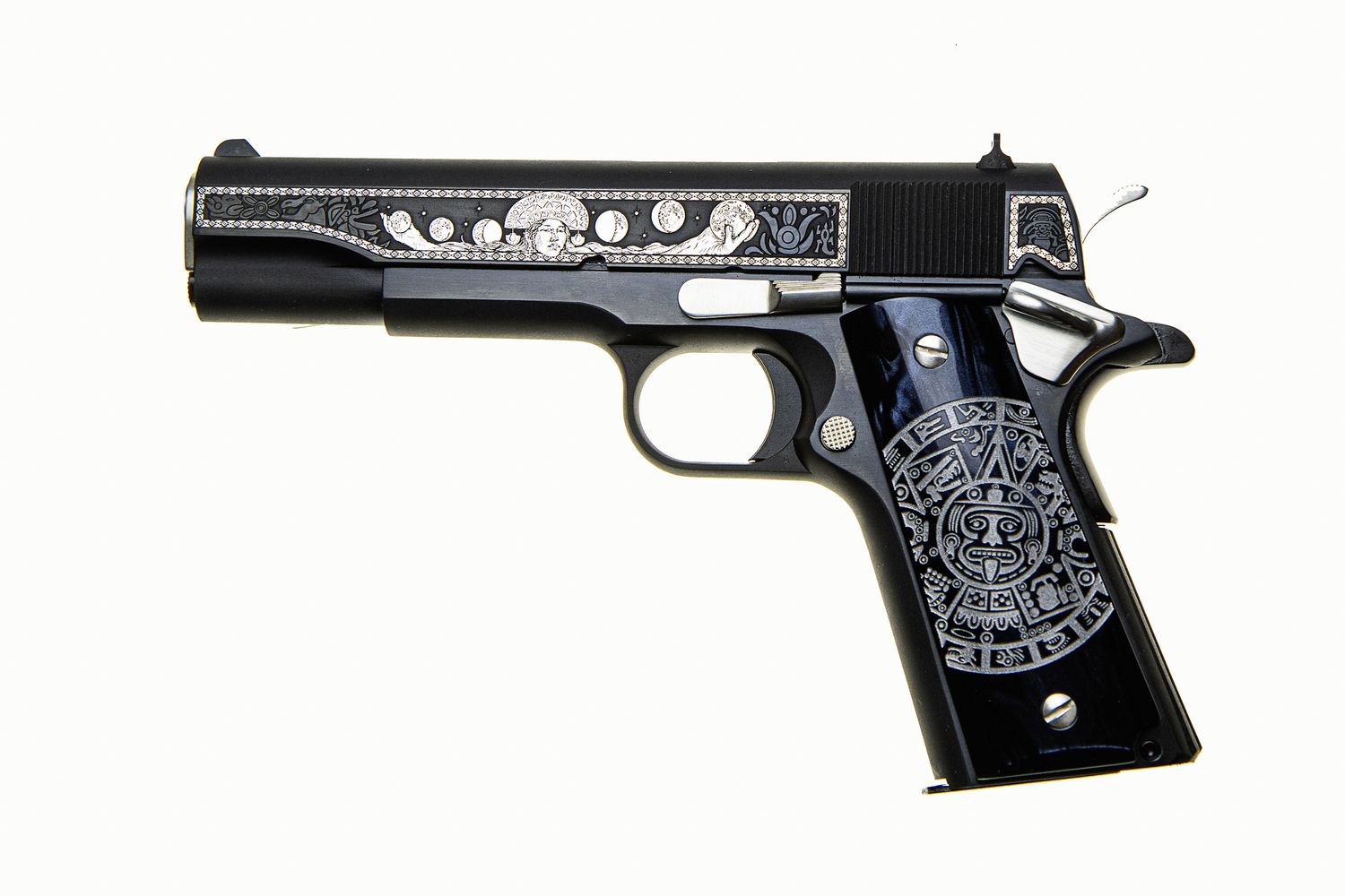 Colt Government Pistol 1911C-38-MQM, 38 Super, 5in, Solar Flare Kirinite Sun Dial Grips, 9 Rds