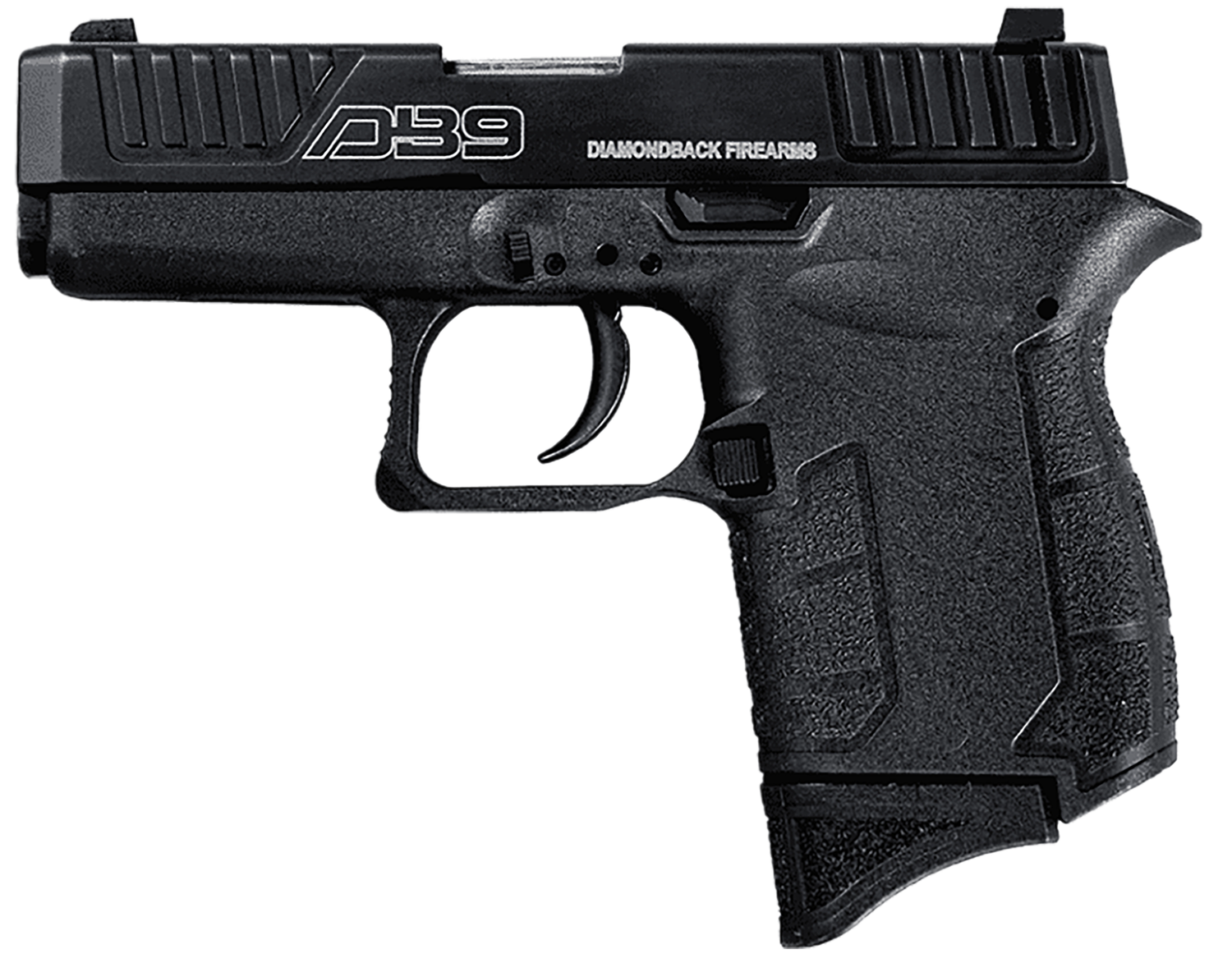 Diamondback DB9 Gen4 Pistol DB0200P001, 9mm Luger, 3.10in, Black Polymer Frame w/Beavertail & Grips, Black Finish, 6 Rds