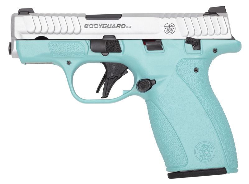 Smith & Wesson M&P Bodyguard 2.0 380 Pistol 14436, 380 ACP, 2.75", Robin Egg Blue Poly. Grips, Satin Stainless Slide, 12 Rds