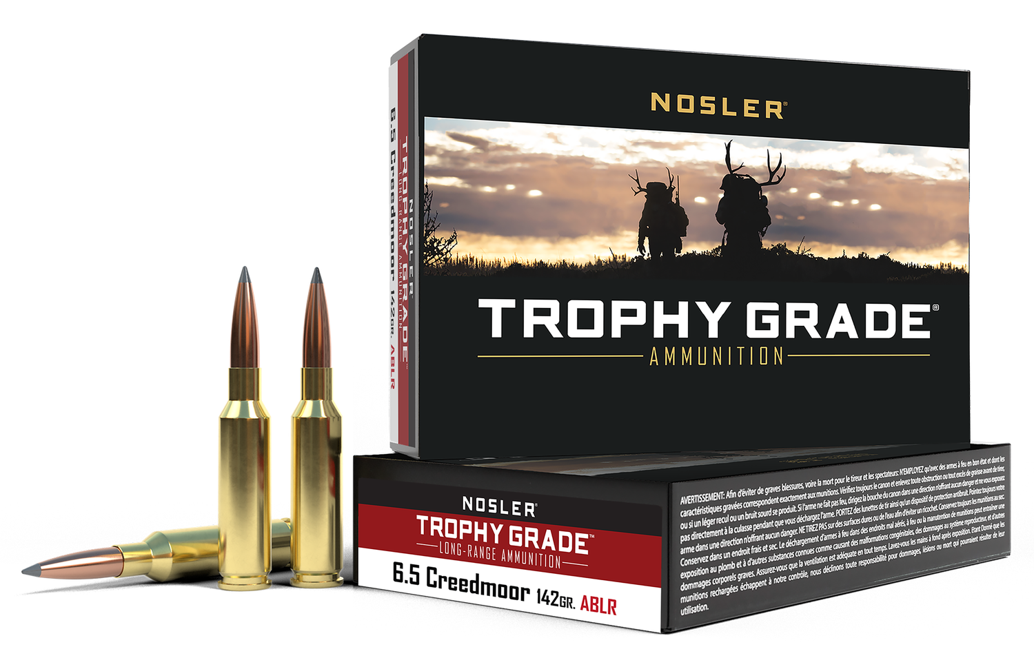 Nosler Trophy Grade Long Range Rifle Ammunition 60105, 6.5 Creedmoor, AccuBond, 142 gr, 2600 fps, 20 Rd/Bx
