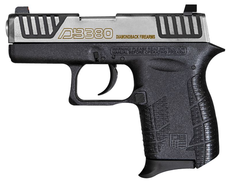 Diamondback DB380 Gen4 Pistol DB0100E032, 380 ACP, 2.80in, Mint Polymer Frame w/Beavertail & Grips, Mint Finish, 6 Rds