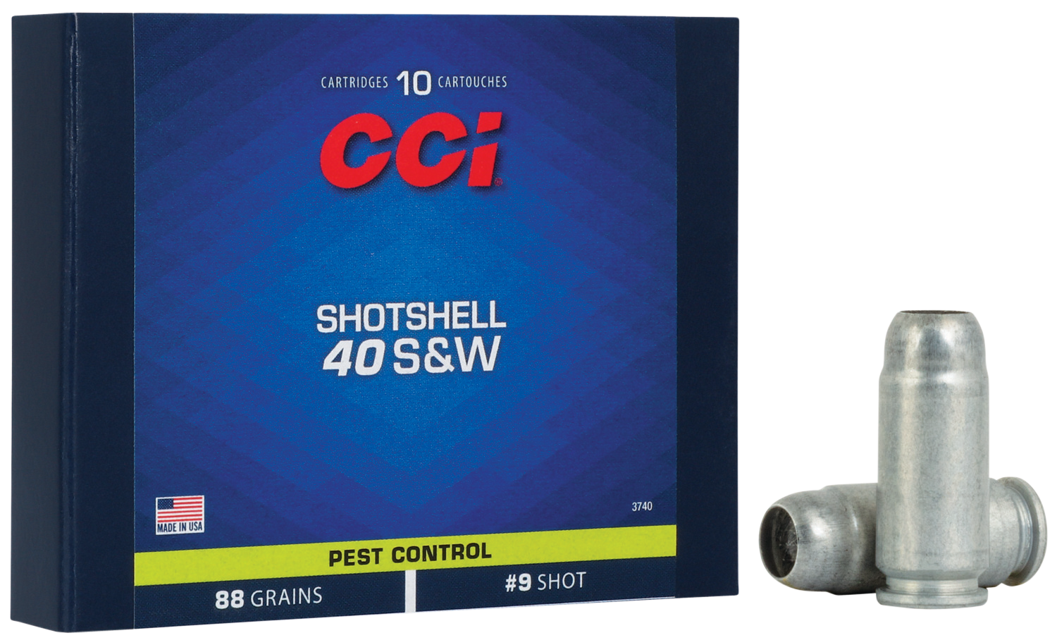 CCI Pest Control ShotShells 3740, 40 S&W, ShotShell, 88 GR, 1250 fps, 10 Rd/bx