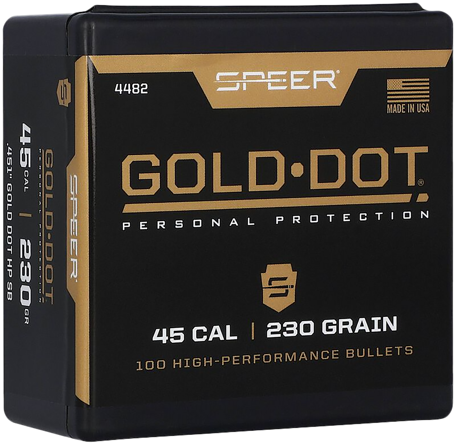 Speer 45 Caliber 230 Grain Gold Dot Hollow Point Short Barrel 100/Box (4482), Not Loaded