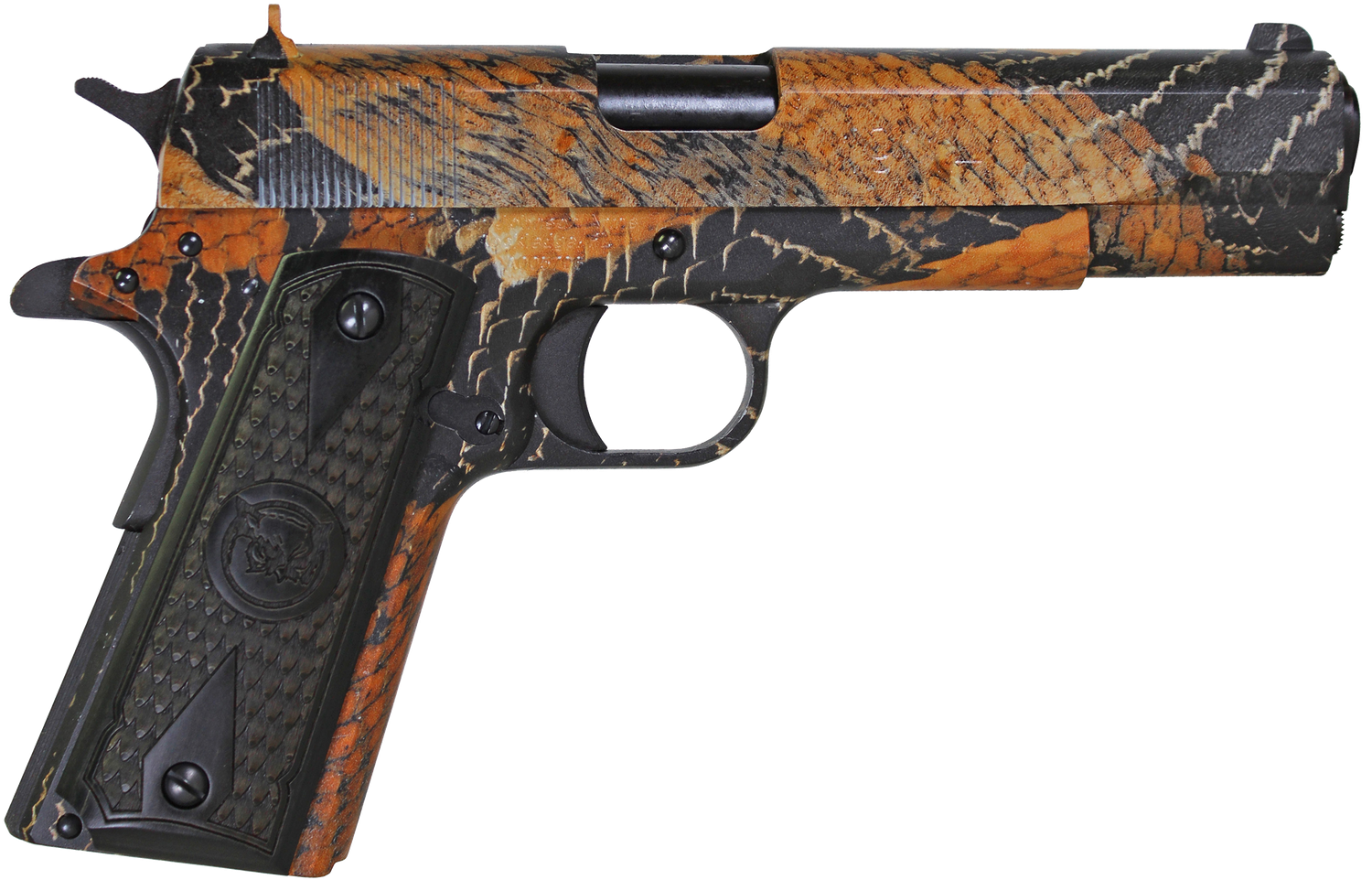 Iver Johnson 1911 A1 BOA Pistol 1911A1BOA, 45 ACP, 5in, Black Dymondwood Double Diamond w/ Snakeskin, BOA Snakeskin Finish, 8 Rds