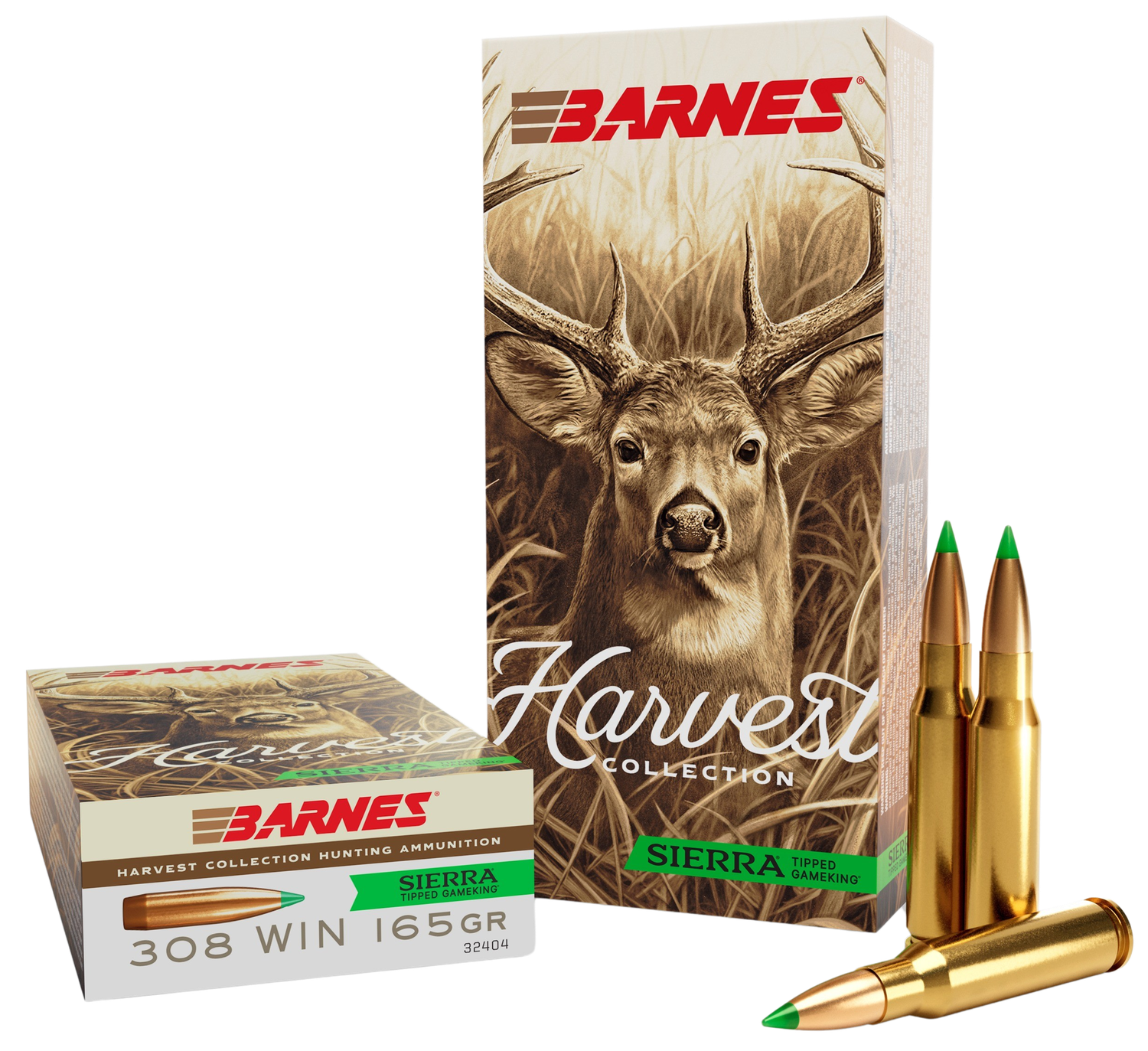 Barnes Harvest Rifle Ammunition 32404, 308 Win, Sierra Tipped GameKing, 165 gr, 20 Rd/Bx
