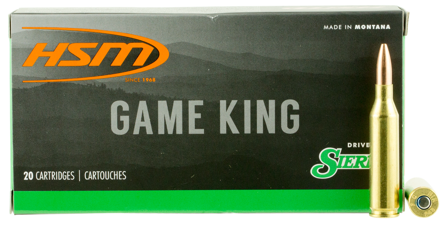 HSM Game King Rifle Ammunition 2439N, 243 Winchester, Hollow Point Boat Tail, 85 GR, 3000 fps, 20 Rd/Bx