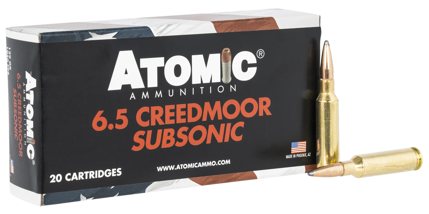Atomic Rifle Ammunition 00482, 6.5 Creedmoor, JHP, 129 gr, 1050 fps, 20 Rd/Bx