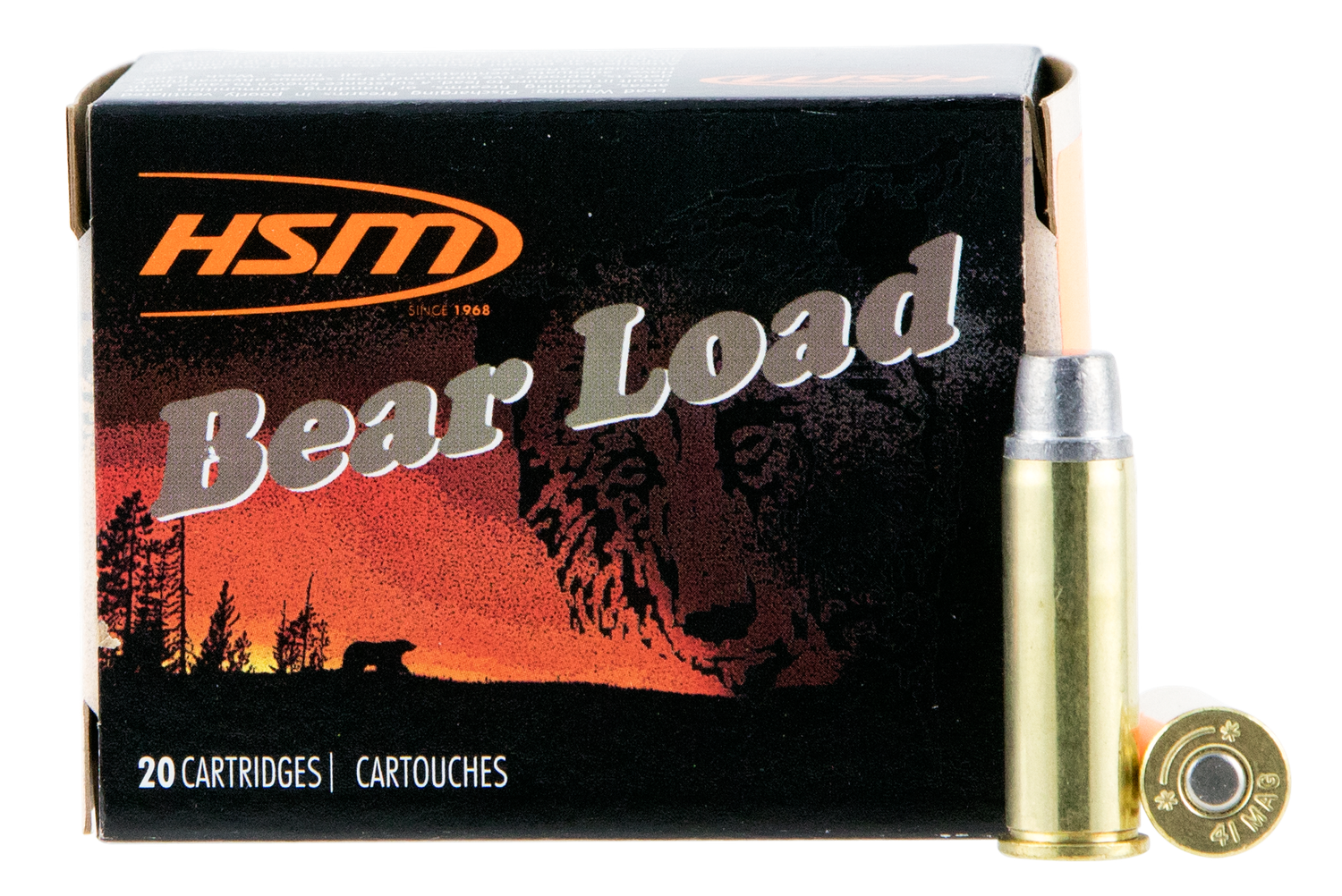 HSM Bear Load Pistol Ammunition 414N20, 41 Rem Mag, Semi Wadcutter (SWC), 230 gr, 1233 fps, 20 Rd/Bx