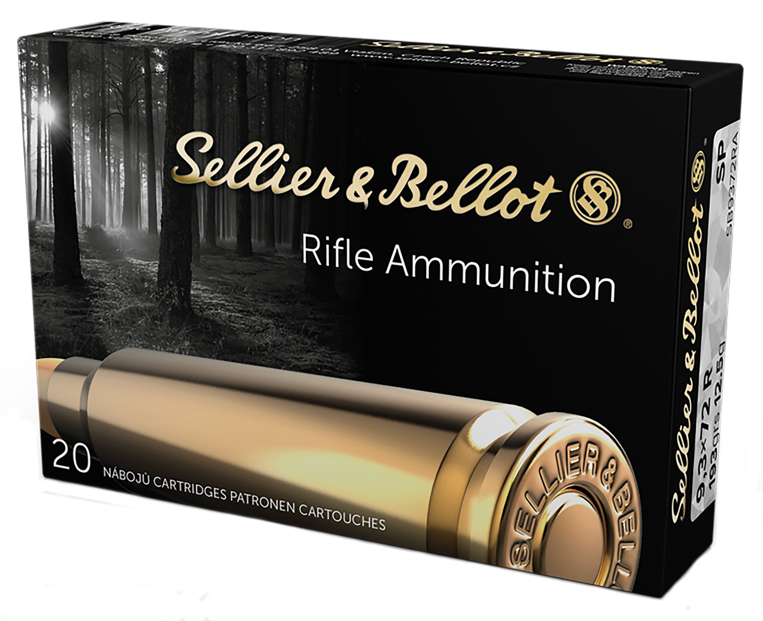 Sellier & Bellot Rifle Ammuntion SB9372RA, 9.3 X 72R, Soft Point (SP), 193 GR, 1700 fps, 20 Rd/bx