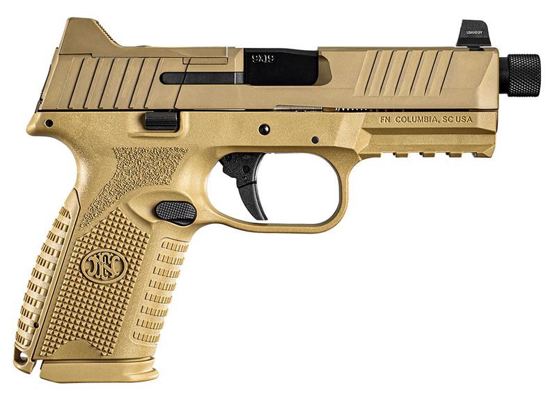 FN Herstal 509MT MRD Pistol 66100745, 9mm, 4.5 in, FDE Polymer Grip, Threaded, FDE Finish, 15/24 Rd