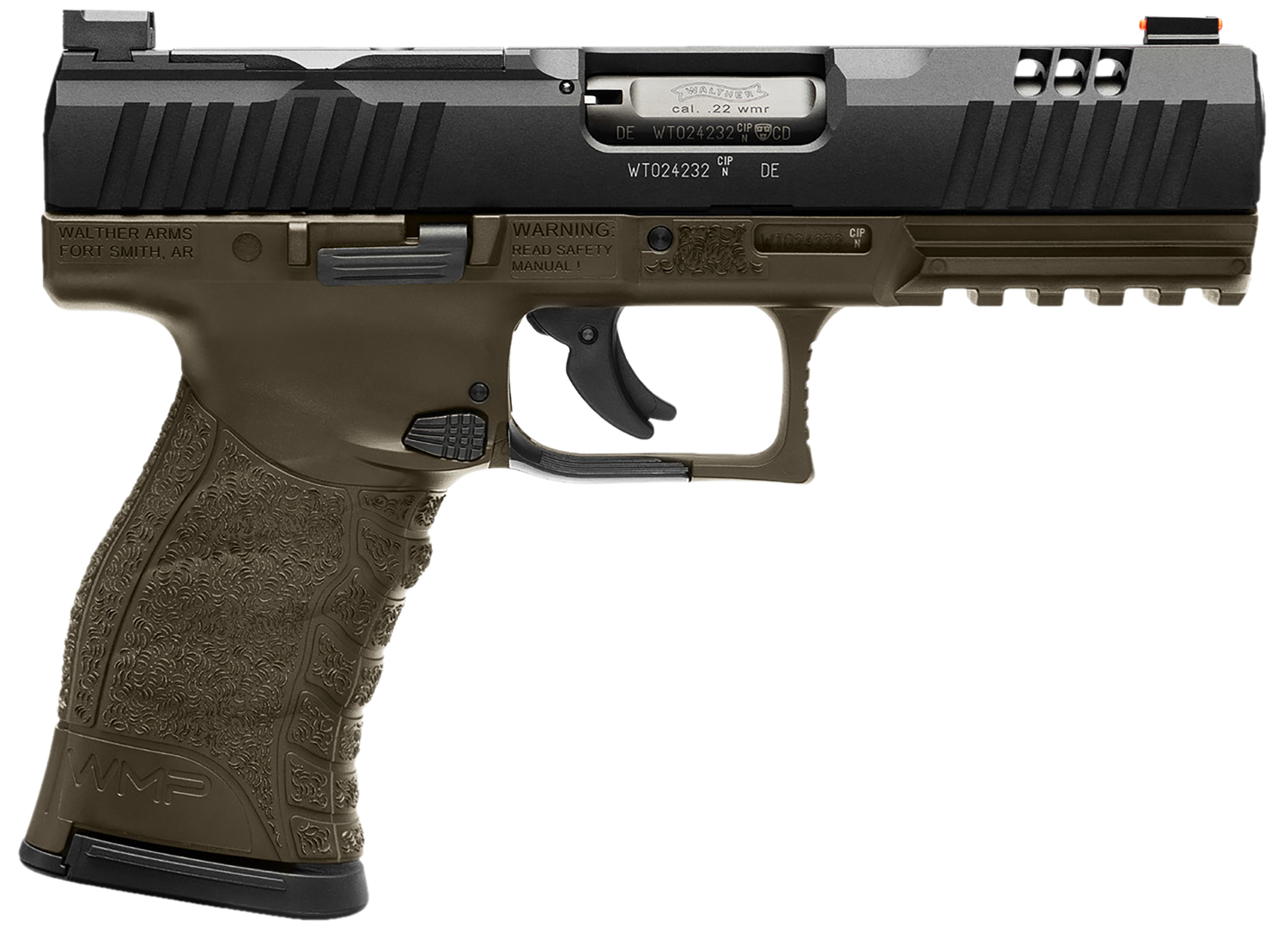 Walther WMP Pistol, 5220307, 22 WMR, 4.50", Serrated Slide, OD Green Finish, Optic Ready, 15 Rds