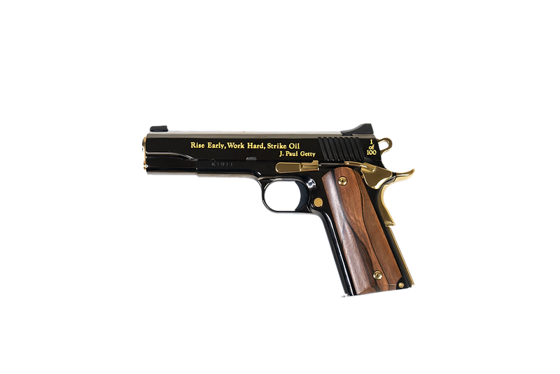 Custom & Collectible Kimber 1911 Black Gold CNCBLKGLD1911, 45 ACP, 5", Mun Ebony Grips, High Polish DLC Finish, 24KT Gold Inlay, 7 Rds